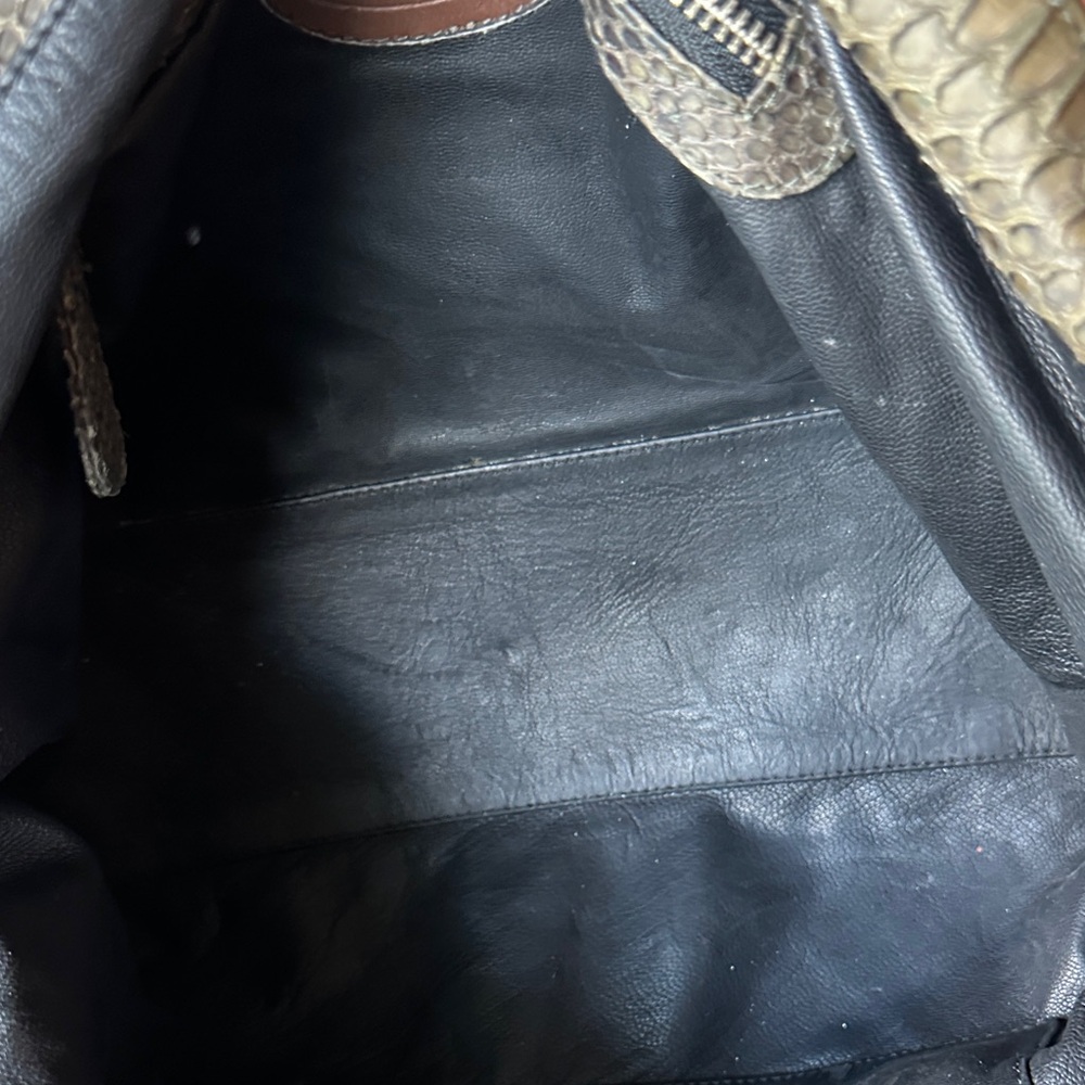 Black/green genuine Python skin Shoulder Bag with… - image 8